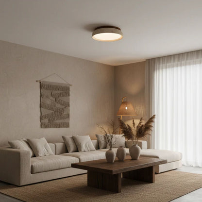 Depiara plafondlamp travertin hout LED 3000K beige plafondverlichting woonkamer slaapkamer hal badkamer modern minimalistisch