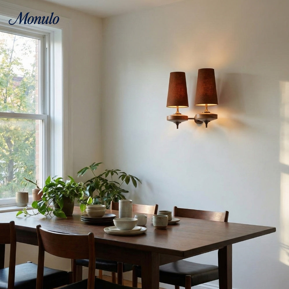 Retro Wandlamp met Stoffen Kap – Vintage Verlichting voor Slaapkamer