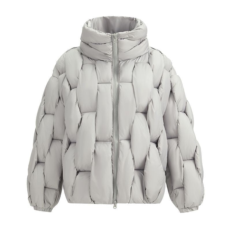 Dames Pufferjas Warm Oversized Gevlochten Jas