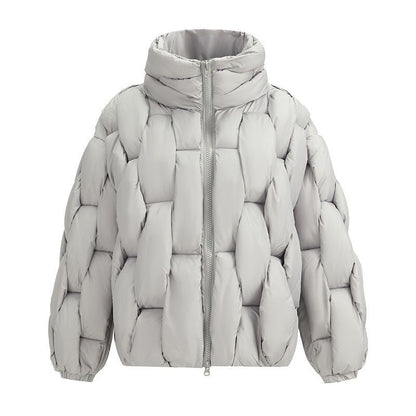 Dames Pufferjas Warm Oversized Gevlochten Jas