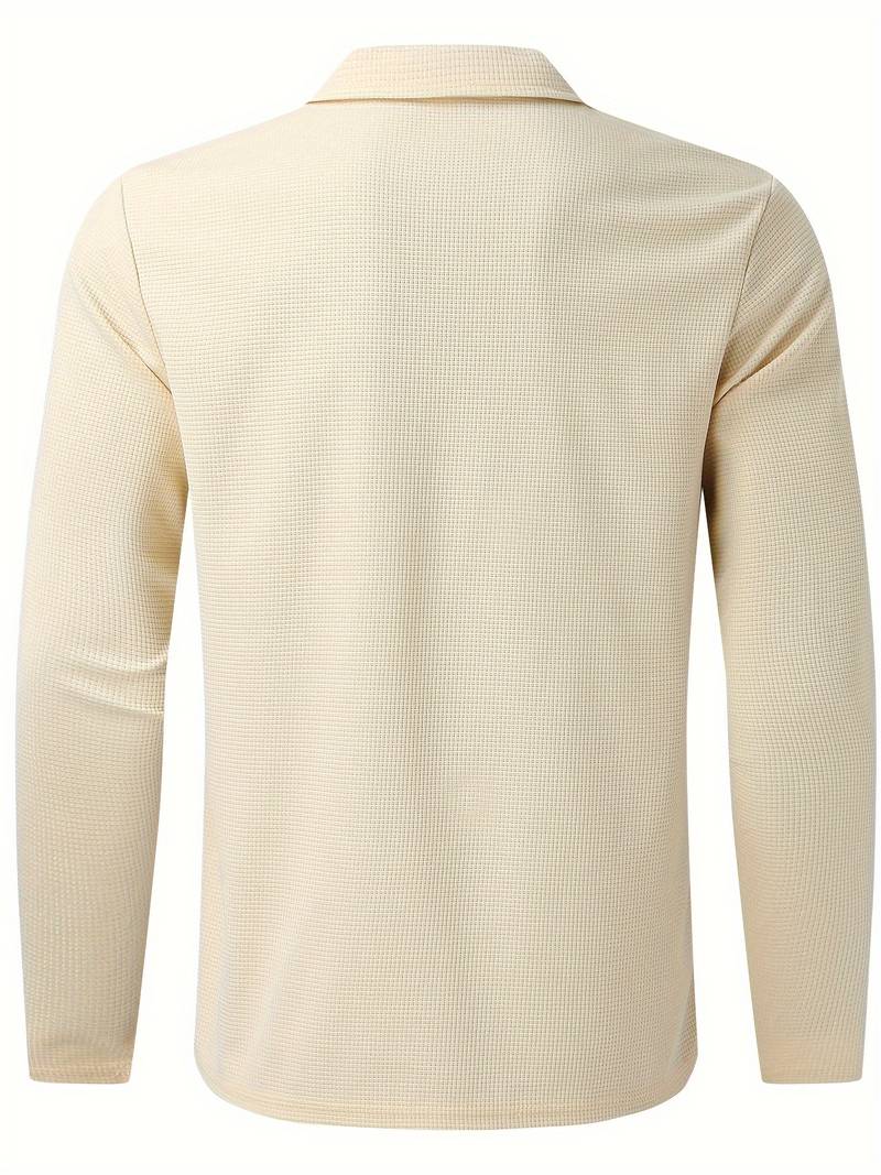 Heren Wafelshirt Lange Mouwen V-Hals Katoen