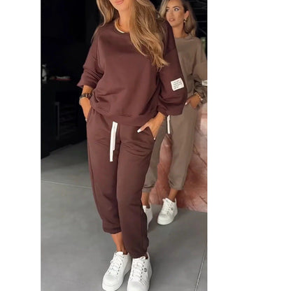 Dames Loungewear Set Zacht Jogger en Crewneck Voor Thuis