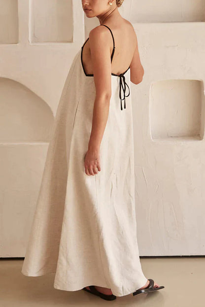 Linnen Jurk Maxi Zomer Vrouwelijk Elegant Model