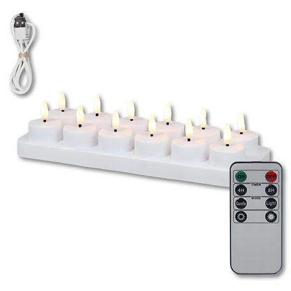 Oplaadbare LED Kaarsen met Afstandsbediening & Timer – Flikkerend Licht