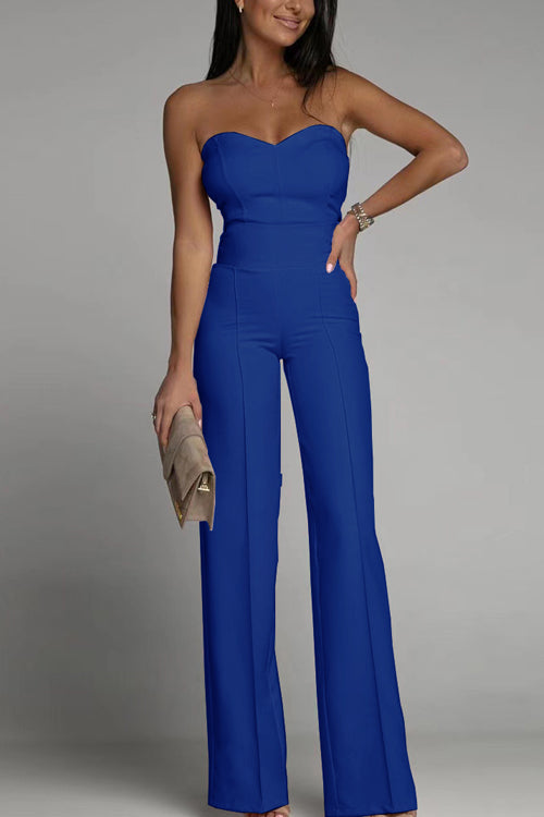 Elegante Jumpsuit Zonder Schouderbanden Minimalistisch Chic