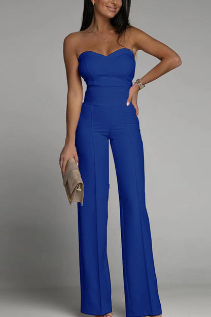 Elegante Jumpsuit Zonder Schouderbanden Minimalistisch Chic