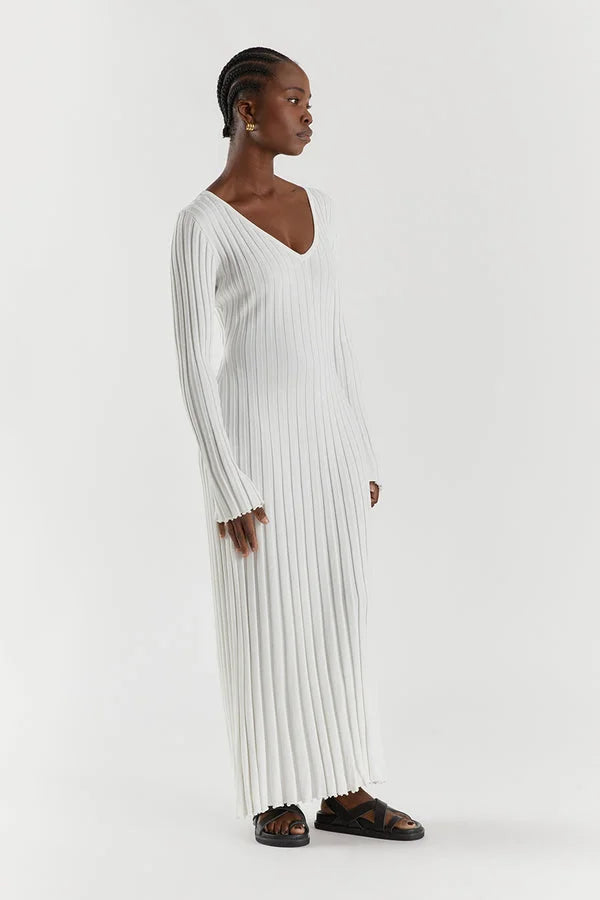 Zwarte Midi Jurk V-Hals Elegante Avondjurk