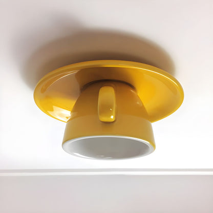 Plafondlamp Keramiek Koffiekop Vorm LED Blauw Roze Geel Slaapkamer Woonkamer Speels Design