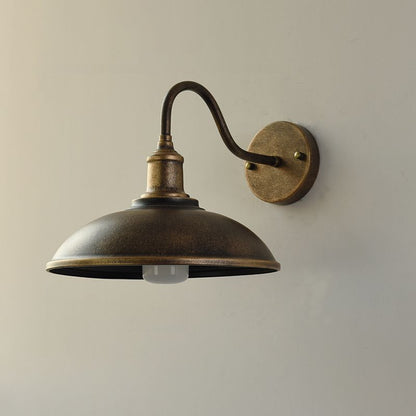 Buitenlamp Wandlamp Industrieel Vintage IJzer Kom Zwart 37cm LED