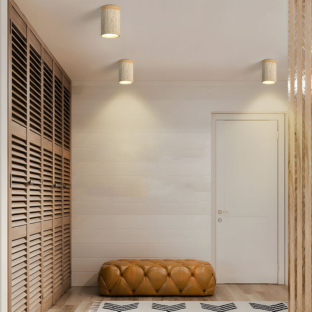 Cilestic Plafondlamp Travertin Hout E27/E26 Beige Hal Slaapkamer Woonkamer Scandinavisch Modern Design Natuurlijke Plafondverlichting
