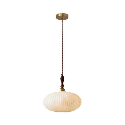 Hanglamp Glas Melkwit Koepelvorm Walnoot Hout 25cm Modern Klassiek Design Eetkamer Keuken Woonkamer Café