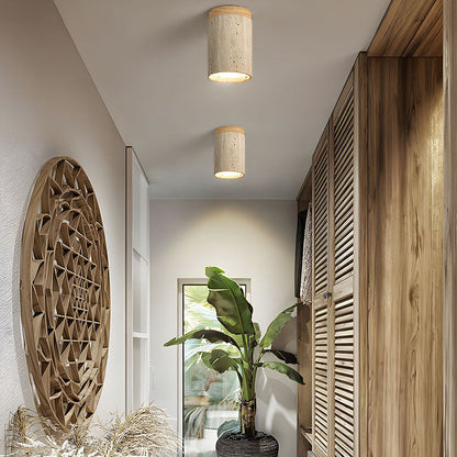Cilestic Plafondlamp Travertin Hout E27/E26 Beige Hal Slaapkamer Woonkamer Scandinavisch Modern Design Natuurlijke Plafondverlichting