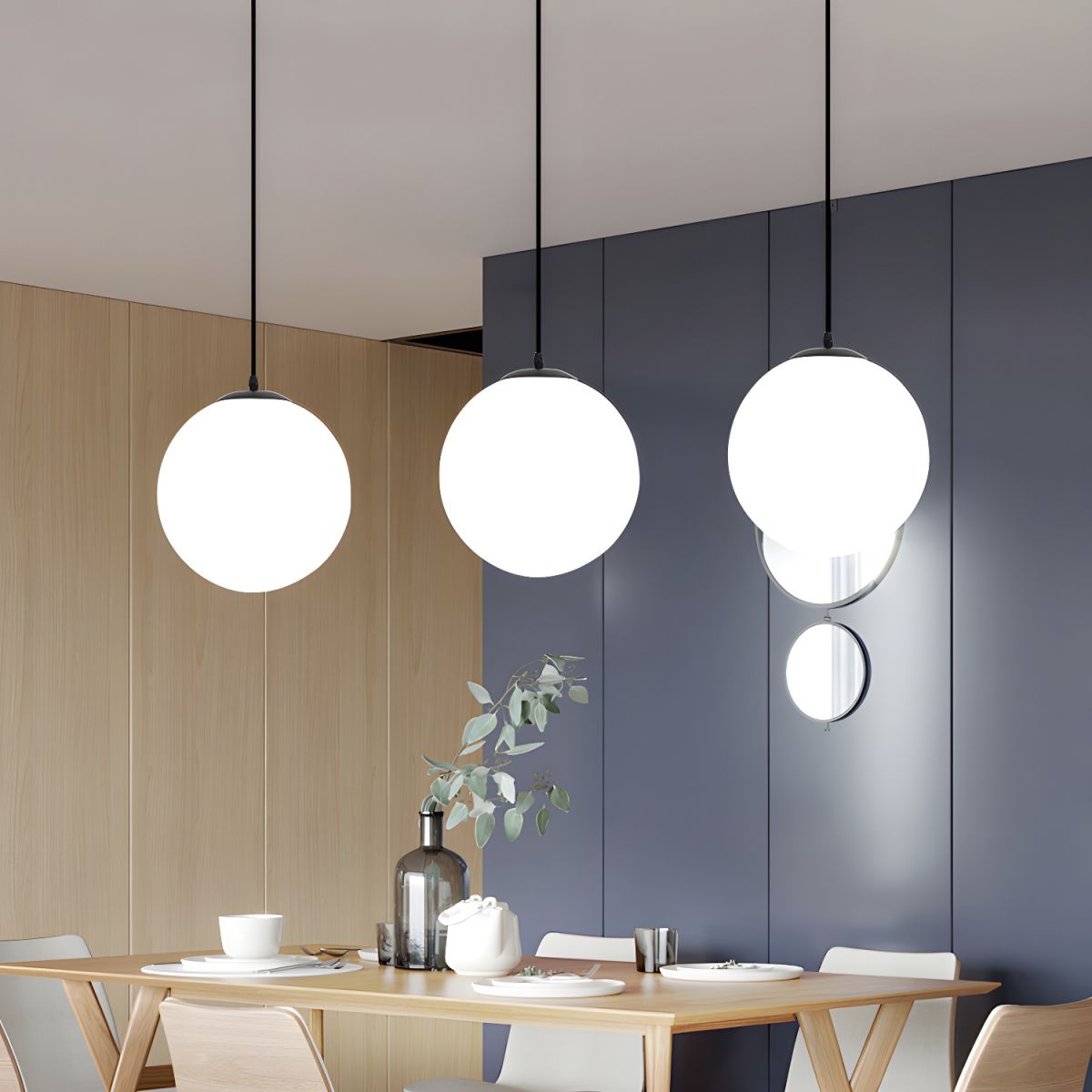 Hanglamp Glas Bol E27 Wit Eettafel Keuken Woonkamer Moderne Verlichting Ronde Hanglamp Minimalistisch Interieur