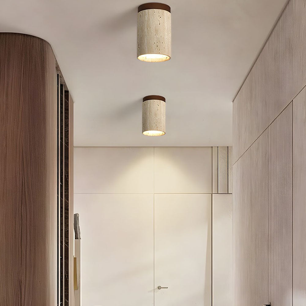 Cilestic Plafondlamp Travertin Hout E27/E26 Beige Hal Slaapkamer Woonkamer Scandinavisch Modern Design Natuurlijke Plafondverlichting