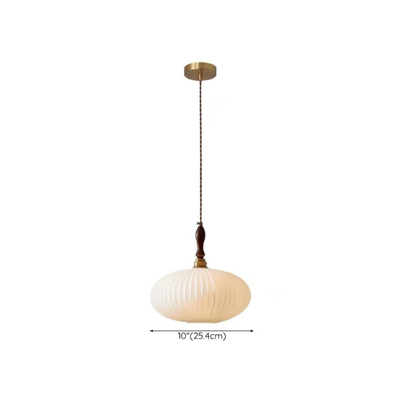 Hanglamp Glas Melkwit Koepelvorm Walnoot Hout 25cm Modern Klassiek Design Eetkamer Keuken Woonkamer Café