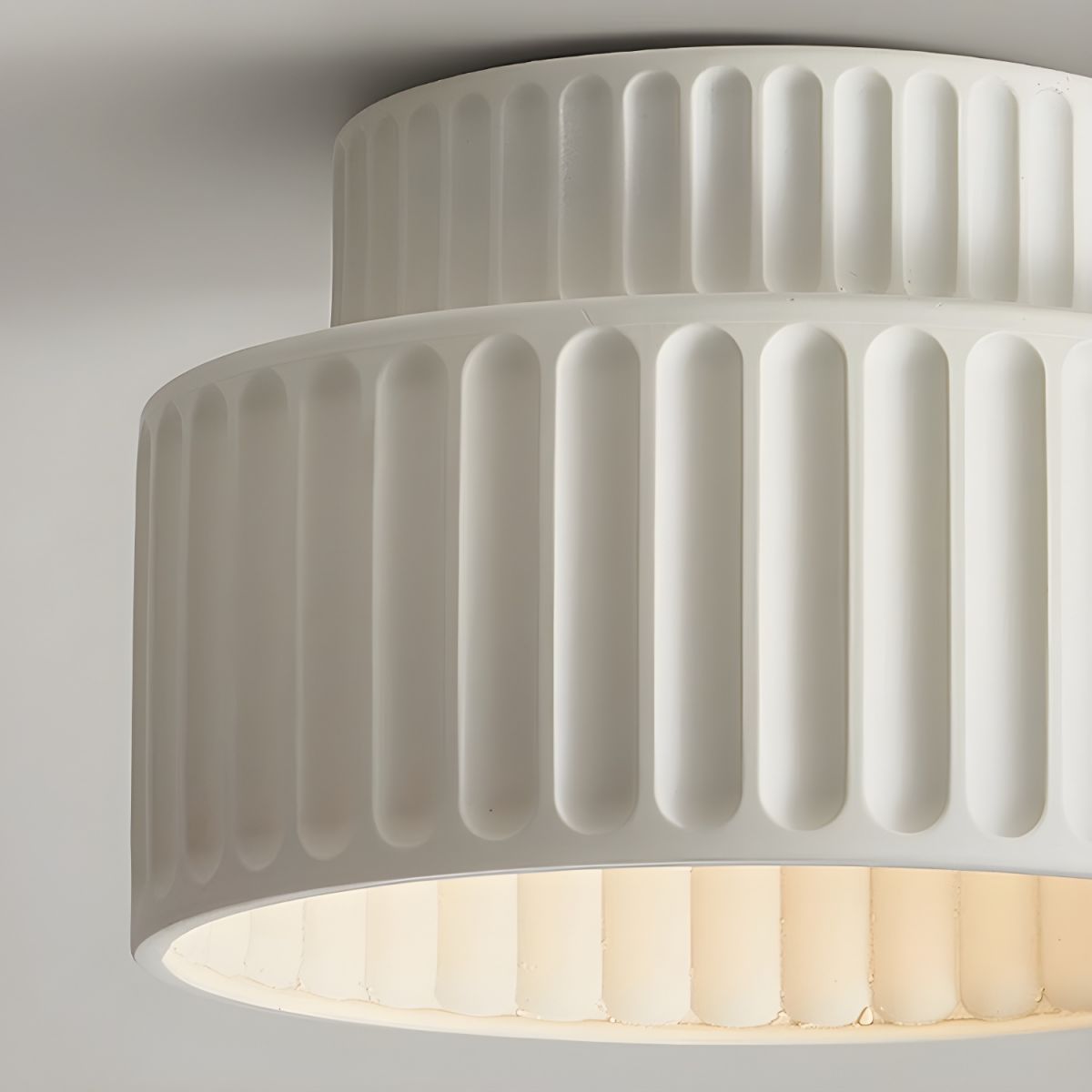 Plafondlamp Geribbeld Resin E27 Wit Compact Modern Interieur Woonkamer Keuken Slaapkamer Retro Design Plafonnière