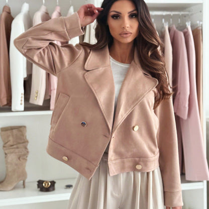 Dames Korte Jas Knopen Stijlvol Elegant Leerlook