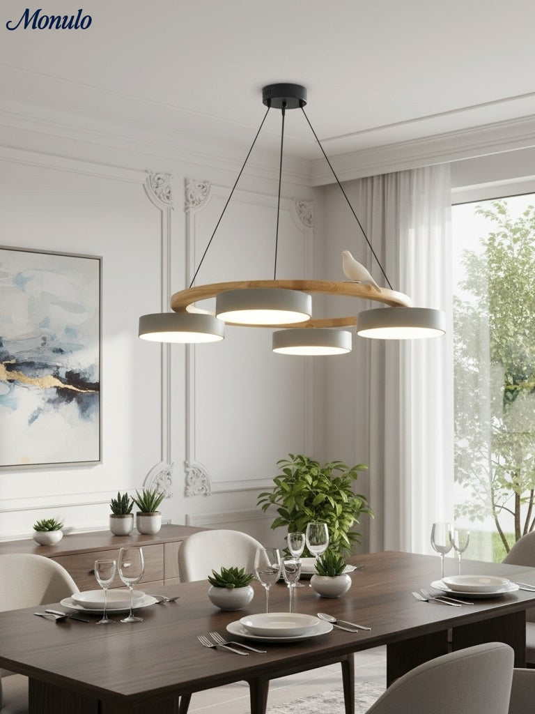 Decoratieve Vogelkroonluchter met Gekleurde Cirkels voor Eetkamer en Woonkamer