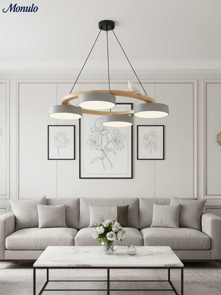 Decoratieve Vogelkroonluchter met Gekleurde Cirkels voor Eetkamer en Woonkamer