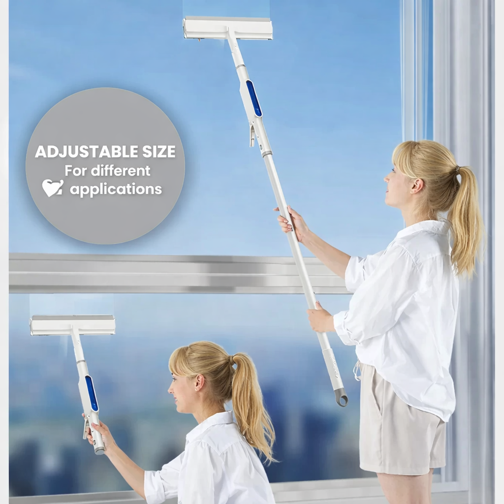 Ramenreiniger Met Telescoopsteel En Spray 3 In 1 Draaibaar 130cm