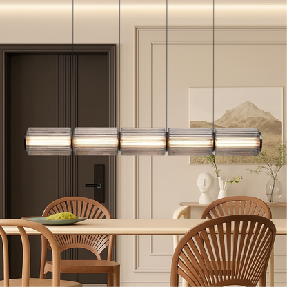 Cilinder glazen hanglamp LED glas ijzer zwart eetkamer bar moderne verlichting langwerpig design minimalistisch