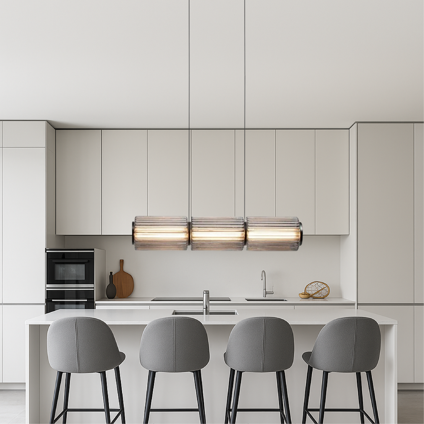 Cilinder glazen hanglamp LED glas ijzer zwart eetkamer bar moderne verlichting langwerpig design minimalistisch