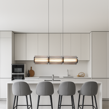 Cilinder glazen hanglamp LED glas ijzer zwart eetkamer bar moderne verlichting langwerpig design minimalistisch