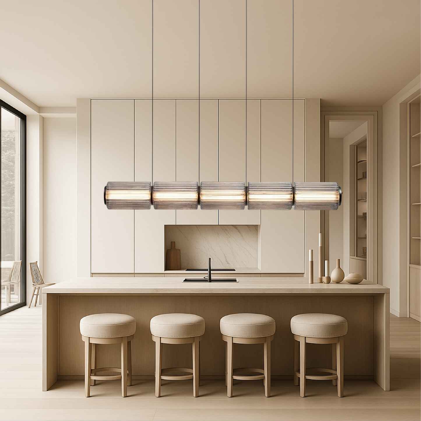 Cilinder glazen hanglamp LED glas ijzer zwart eetkamer bar moderne verlichting langwerpig design minimalistisch