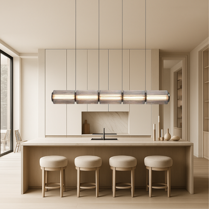 Cilinder glazen hanglamp LED glas ijzer zwart eetkamer bar moderne verlichting langwerpig design minimalistisch