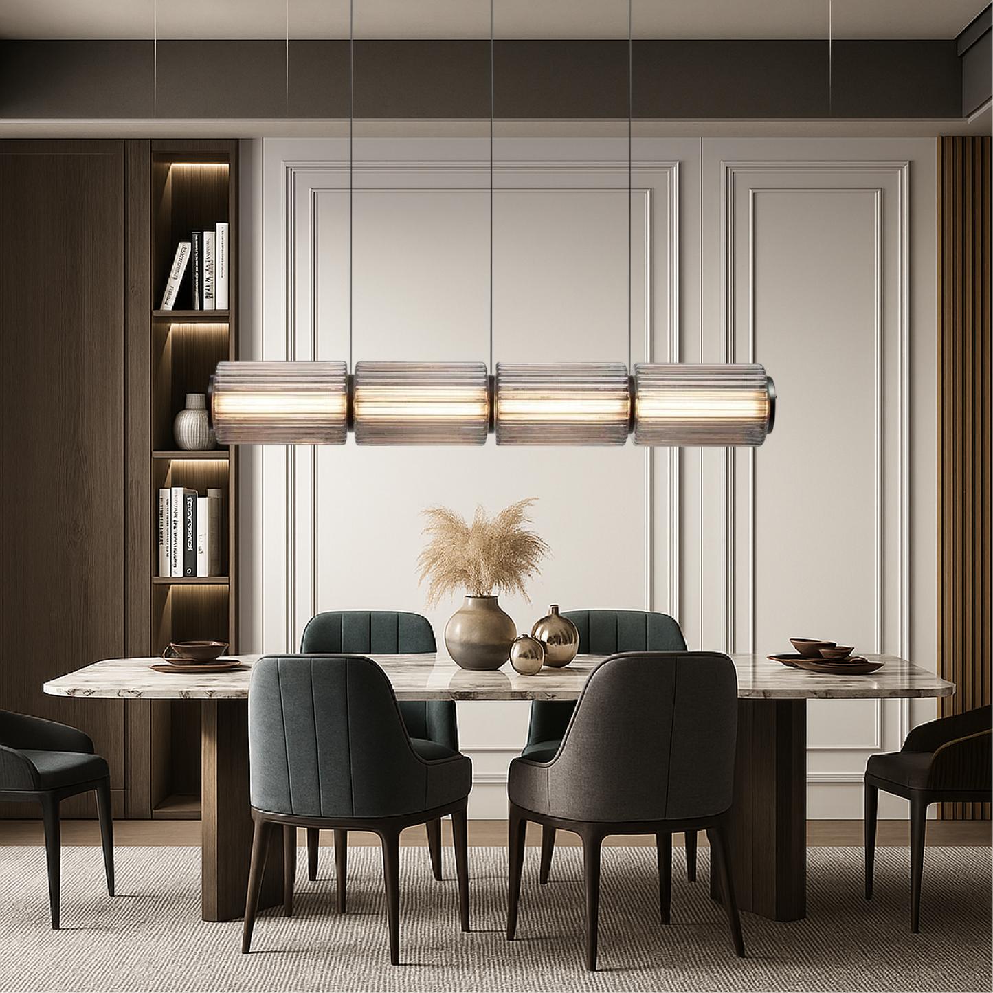 Cilinder glazen hanglamp LED glas ijzer zwart eetkamer bar moderne verlichting langwerpig design minimalistisch
