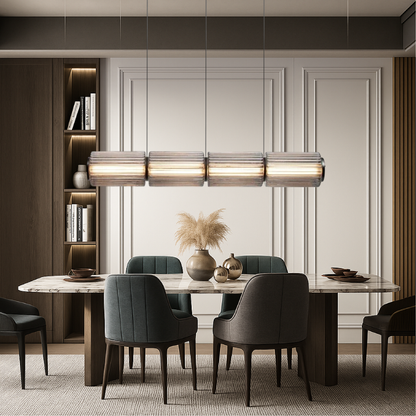 Cilinder glazen hanglamp LED glas ijzer zwart eetkamer bar moderne verlichting langwerpig design minimalistisch