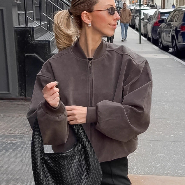 Dames Bomberjas Suède Look Vintage Stijl → Dames Bomberjas van Suède met Vintage Look - StudioMarella