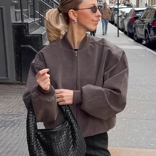 Dames Bomberjas Suède Look Vintage Stijl → Dames Bomberjas van Suède met Vintage Look - StudioMarella