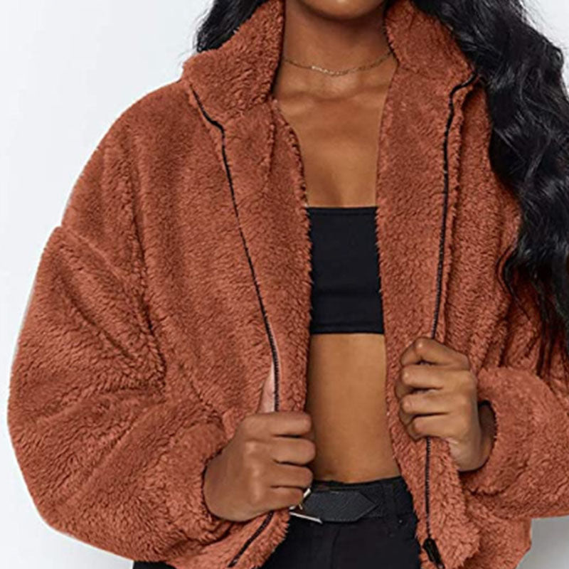 Dames Faux Fur Jas Warm Bruin Teddy Stijl