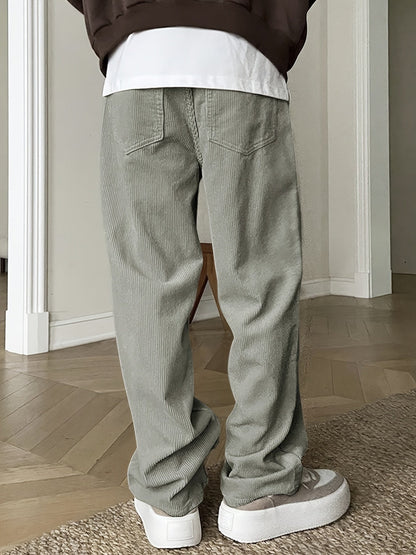 Casual Broek Corduroy Effen Kleur Met Koordsluiting
