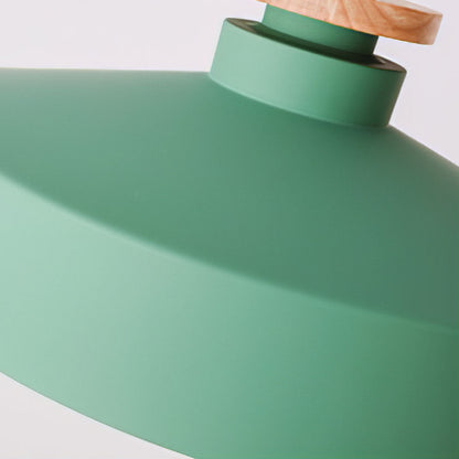 Hanglamp met Houten Kap en Aluminium Accent – Scandinavisch Design voor Eetkamer en Woonkamer