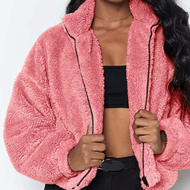 Dames Faux Fur Jas Warm Bruin Teddy Stijl