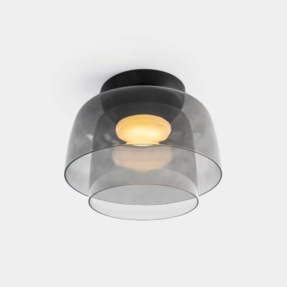 Design Glazen Plafondlamp met Gelaagde Structuur — Elegant Lichtspel voor Eetkamer, Woonkamer en Slaapkamer