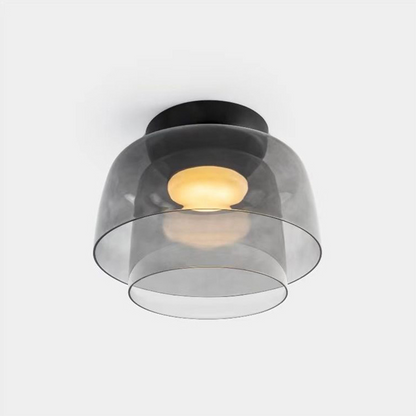 Design Glazen Plafondlamp met Gelaagde Structuur — Elegant Lichtspel voor Eetkamer, Woonkamer en Slaapkamer