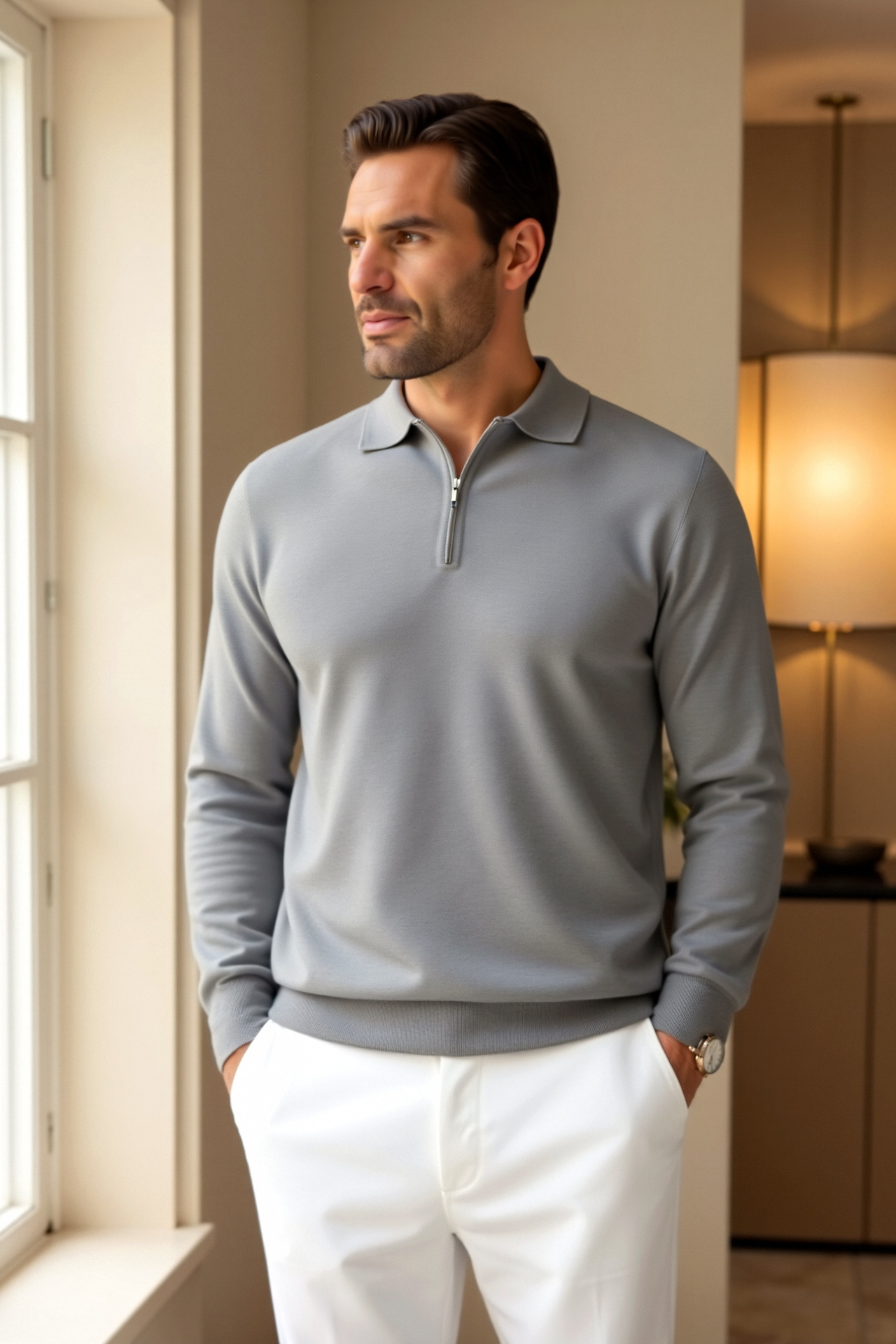 Heren Polo Rits Elegante Korte Mouw Shirt