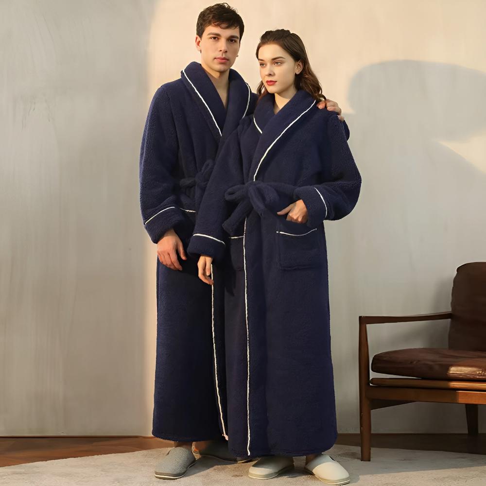 Sherpa Coral Fleece Badjas met Shawlkraag Unisex Loungewear Comfortabel Huis Huispak Zachte Fleece Ochtendjas