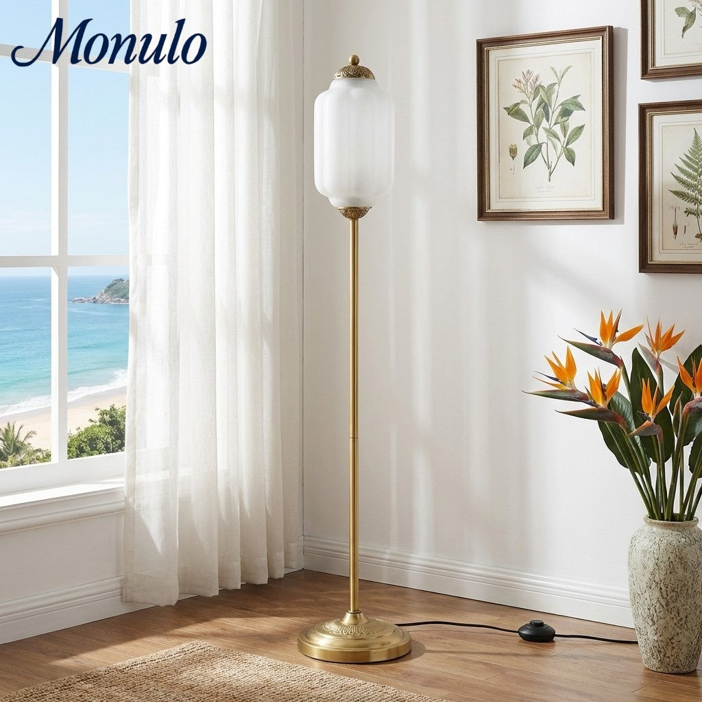 Decoratieve Glazen Pompoen Vloerlamp Retro Organische Stijl Woonkamer Staande Lamp