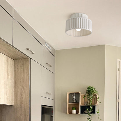 Plafondlamp Geribbeld Resin E27 Wit Compact Modern Interieur Woonkamer Keuken Slaapkamer Retro Design Plafonnière