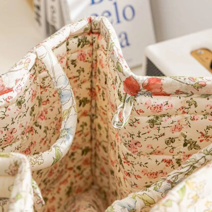 Canvas Opbergmand met Bloemenprint – Praktische Organizer voor Kleine Spullen en Schoenen