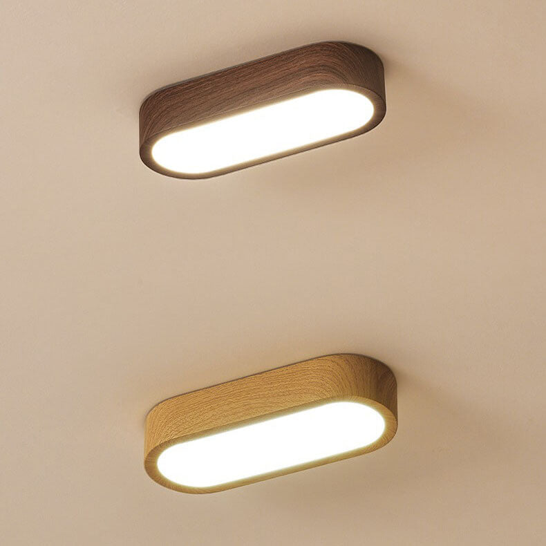 Plafondlamp Hout met Ingebouwde LED 8W – Moderne Flush Mount Verlichting in Natuurlijke Houtnerf Finish