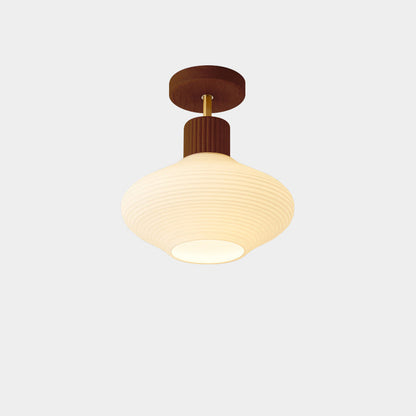 Japandi Plafondlamp Hout & Glas – Natuurlijke Elegantie voor Hal, Woonkamer en Slaapkamer