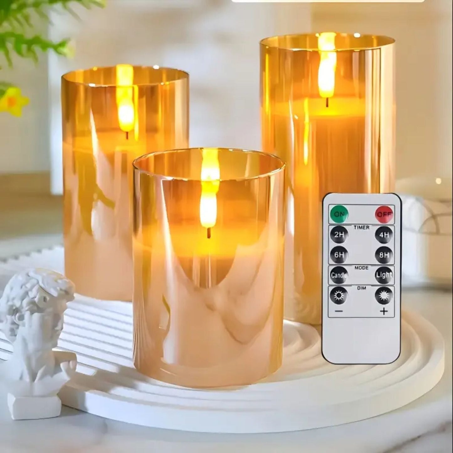 LED kaarsen met afstandsbediening glas zwart sfeer verlichting set timer modern interieur woonkamer slaapkamer decoratie realistisch vlam effect