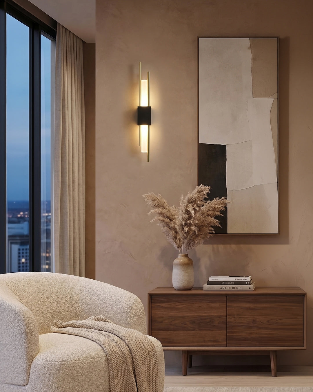 Scandinavische Minimalistische Wandlamp – Modern Verticaal Design met Gerichte LED-Verlichting – Zwart Goud