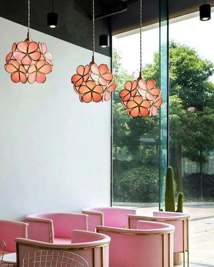 Handgemaakte Hanglamp met Acryl Bloem en IJzeren Frame Transparant Roze Blauw Beige voor Eetkamer Woonkamer Slaapkamer