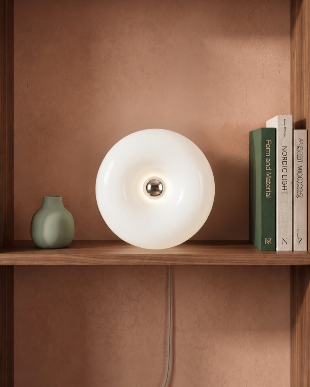 NARA Sculptural Donut Lamp met 3 Kleurtemperaturen – Dimbare Glazen Tafellamp Bauhaus Design Touch Control Wandmonteerbaar Ambient Lighting